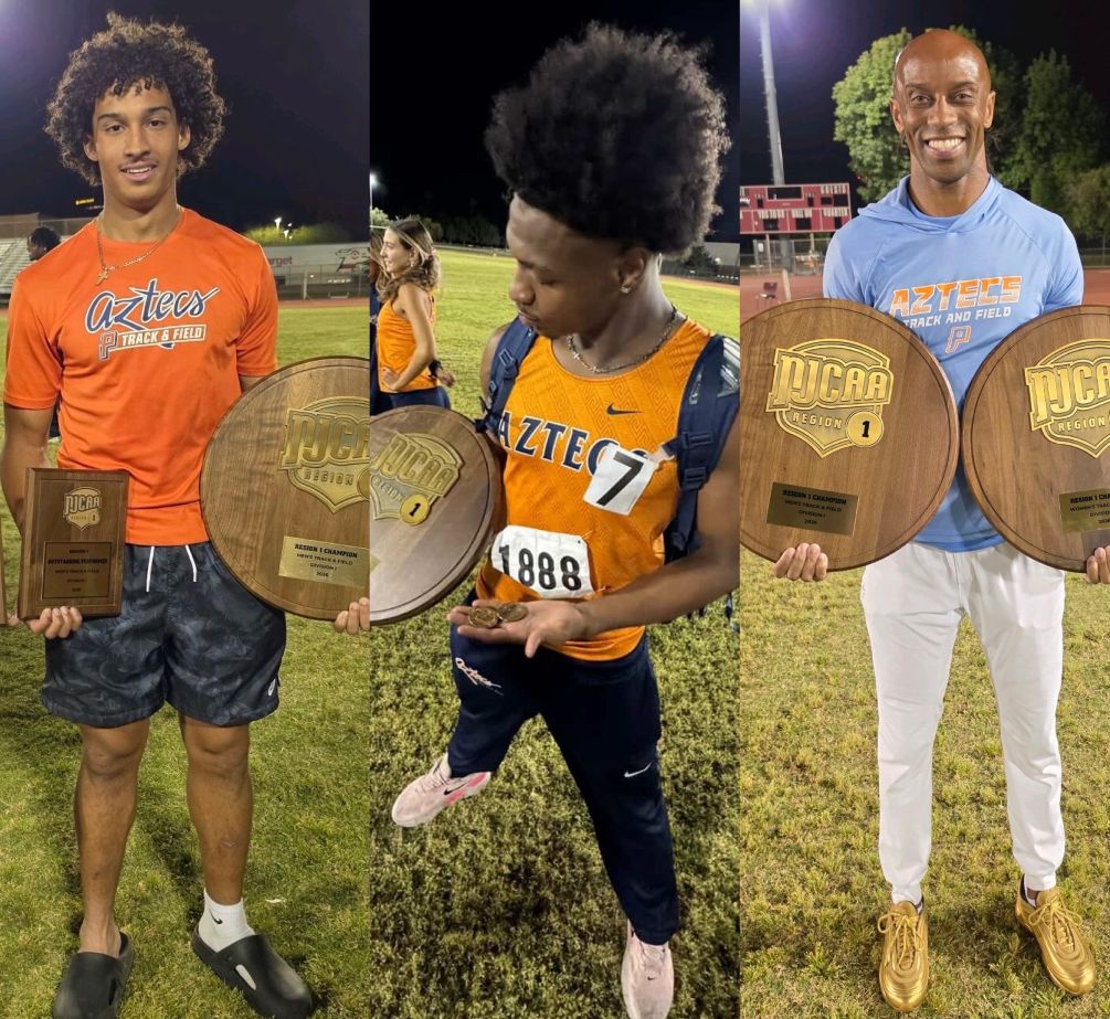 The Aztecs Track &amp; Field Teams received recognition from the ACCAC conference and NJCAA Region I. Sophomore Cedric Cade was selected the Male Field Athlete of the Year while sophomore Taylor Brown was named Male Co-Track Athlete of the Year. Head Coach Chad Harrison was selected the Men's and Women's Track &amp; Field Coach of the Year. Photos courtesy of Raymond Suarez, Taylor Brown and Chad Harrison.
