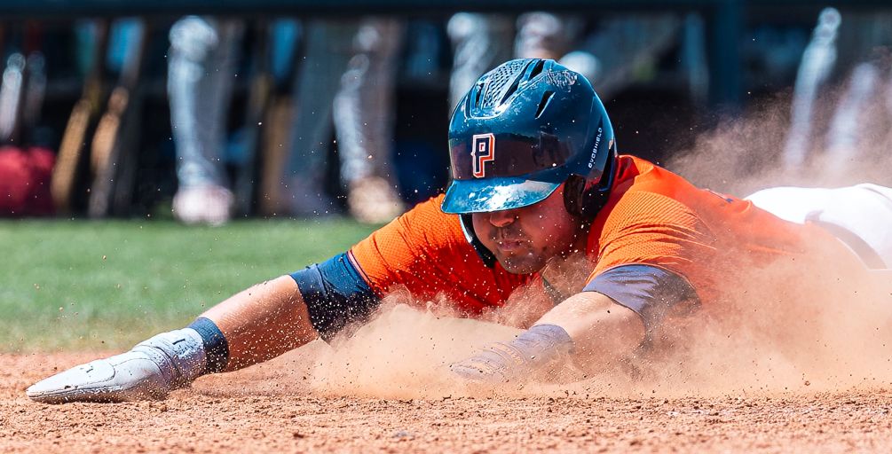 Sophomore Jackson Glueck closed out the day going 4-for-8 with four RBIs and three runs scored but the Aztecs Baseball team fell to No. 5 South Mountain Community College 13-12 and 14-9. The Aztecs are now 22-23 overall and 14-18 in ACCAC conference play. Photo by Gilbert Alcaraz