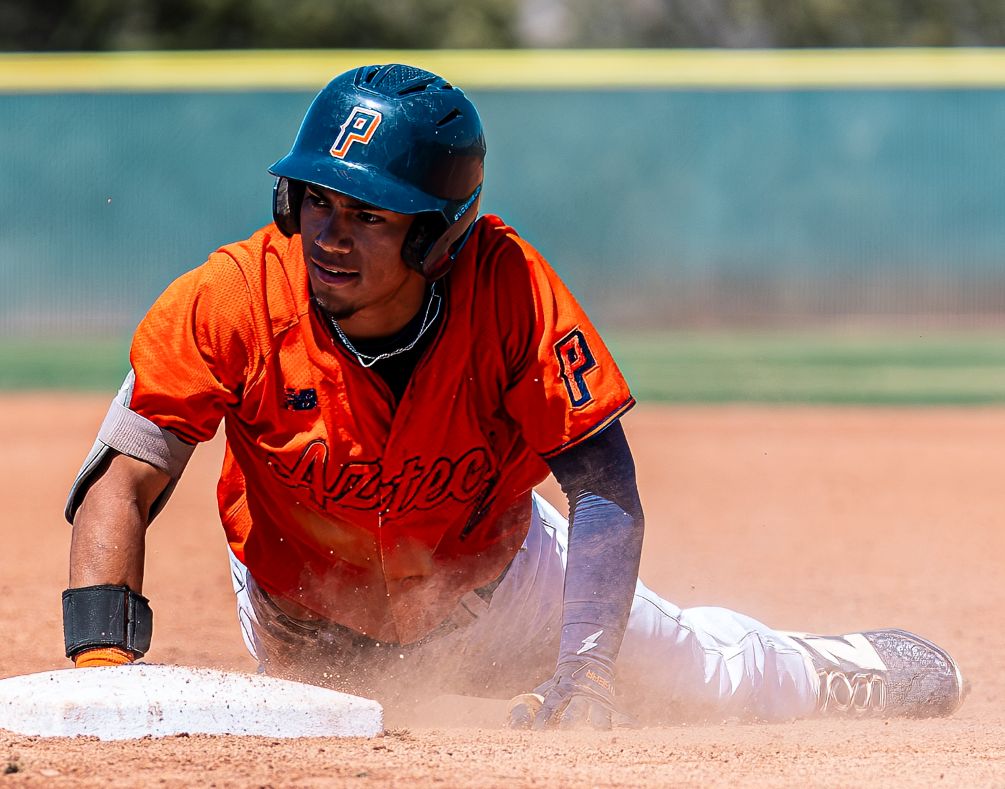 Sophomore Leon Cereceres was one of two Pima players with hits on the day as he finished 1-for-3 with a run scored but the Aztecs Baseball fell to Paradise Valley Community College 5-1. The Aztecs are now 23-24 overall and 15-19 in ACCAC conference play. They play at Chandler-Gilbert Community College on Wednesday at 3:00 p.m. Photo by Gilbert Alcaraz