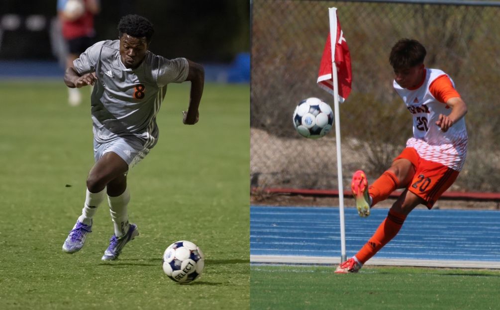 Sophomore Alejandro Mina scored two goals and freshman Diegoctavio Garcia Yanez added an insurance goal as the No. 4 ranked Aztecs Men's Soccer team bounced back with a 4-0 win at Paradise Valley Community College. It was Pima's seventh shutout victory. They are now 13-2 overall and 10-2 in ACCAC conference play. Photos by Stephanie van Latum and Cody Chavez