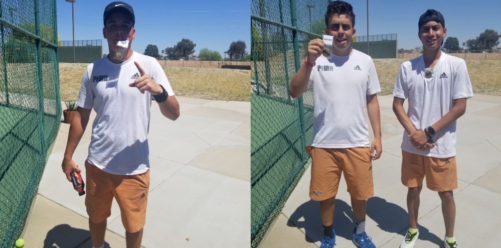 Freshman Mitchell Wilkinson (Catalina Foothills beat Emilio Alvarado in three sets to win the Region I title at No. 4 singles. The duo of sophomore Landon Strickland and freshman Emanuel Robles-Serrano (Desert View HS) took home the No. 3 doubles region title. Photos by Raymond Suarez