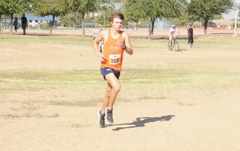 Freshman Noah Brunet (Ironwood Ridge HS) took fifth place in the men's 8K (4.97 miles) race with a time of 26 minutes, 47.0 seconds. The Aztecs finished fourth in the team standings with a score of 79. The Aztecs will close out the regular season next Saturday at the San Diego Invitational. Photo by Ray Suarez