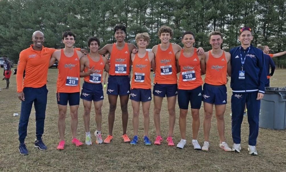 The Aztecs Men's Cross Country team finished in 26th place with a team score of 650 points at the NJCAA Division I National Championships on Saturday at Pole Green Park in Richmond, VA. (Left to Right): Head Coach Chad Harrison, Aiden Hartman, Marco Hernandez, Louis Madrigal-Diaz, Noah Brunet, Evan Rasoumoff, Tayvien Biancuzzo, Zack Comaduran and Assistant Coach Collin Dylla). Photo courtesy of Chad Harrison