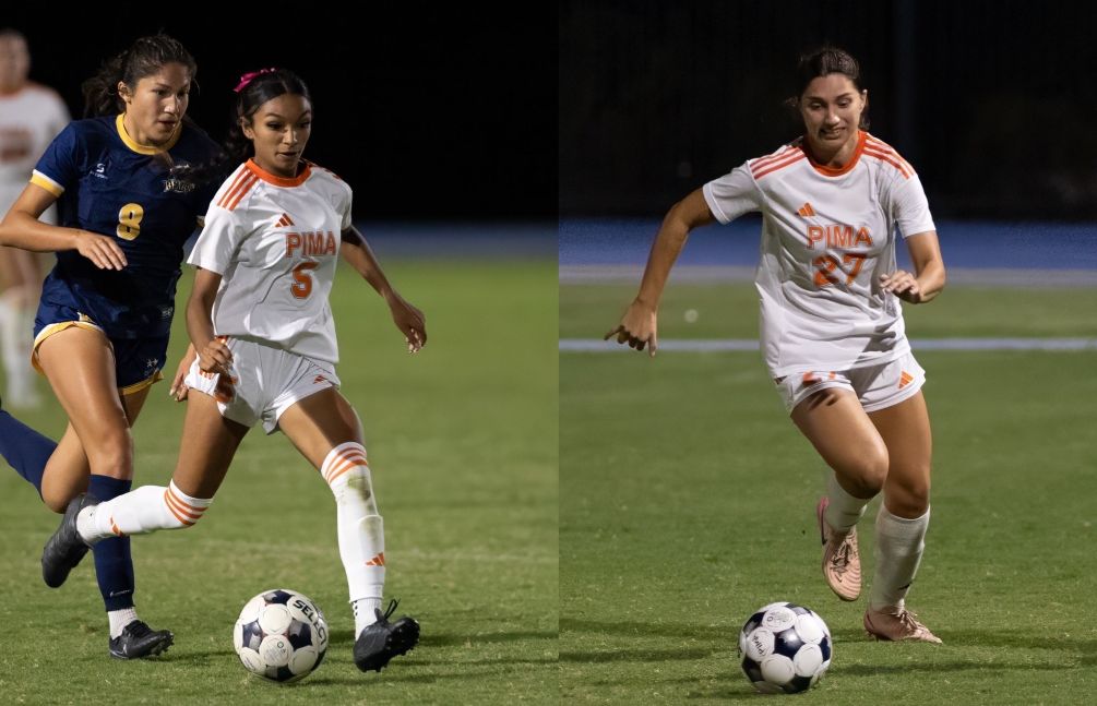 Freshman Yajaira Cervantes (Tucson Magnet HS) scored the eventual game-winning goal on a penalty kick in the 87th minute as the No. 13 ranked Aztecs Women's Soccer team beat Glendale Community College 3-2. Freshman Ava Dagnino (Salpointe Catholic HS) had a goal and an assist. The Aztecs are 8-1-5 overall and 8-0-3 in ACCAC conference play. Photos by Stephanie van Latum