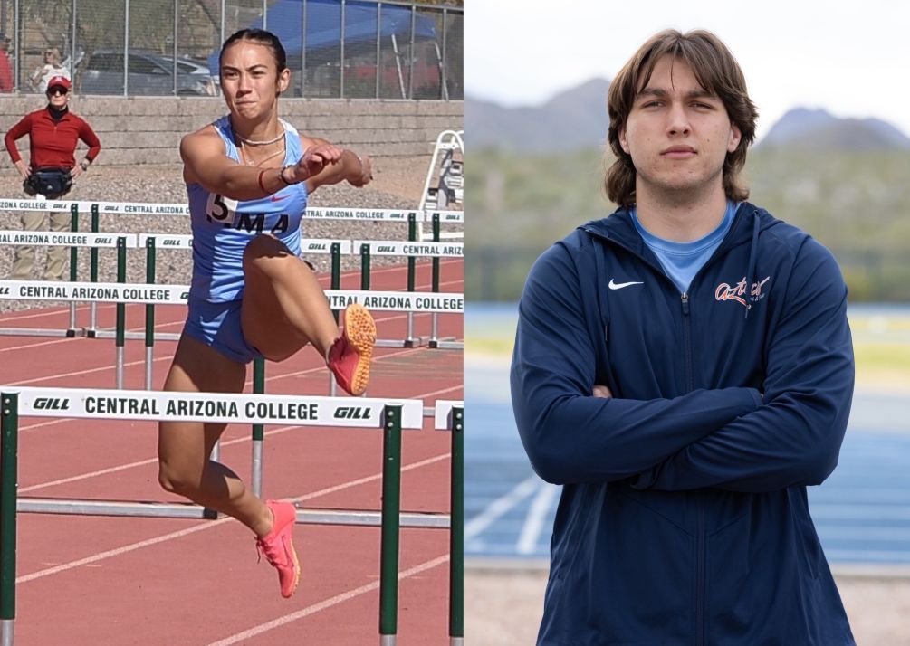 Sophomore Tyra Christean took first place and earned an NJCAA national qualifying time in the 400-meter hurdles while freshman Nicholas Horrocks earned his qualifier in the Javelin throw, Photos by Ben Carbajal and Stephanie van Latum